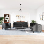 vidaXL 3-tlg. Chesterfield-Sofa-Set Schwarz Kunstleder