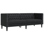 vidaXL 3-tlg. Chesterfield-Sofa-Set Schwarz Kunstleder