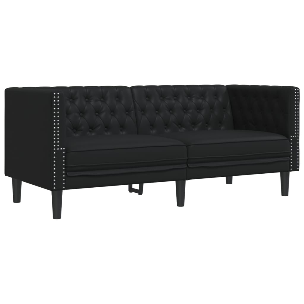 vidaXL 3-tlg. Chesterfield-Sofa-Set Schwarz Kunstleder