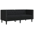 vidaXL 3-tlg. Chesterfield-Sofa-Set Schwarz Kunstleder