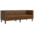 vidaXL 3-tlg. Chesterfield-Sofa-Set Braun Kunstleder Wildleder-Optik