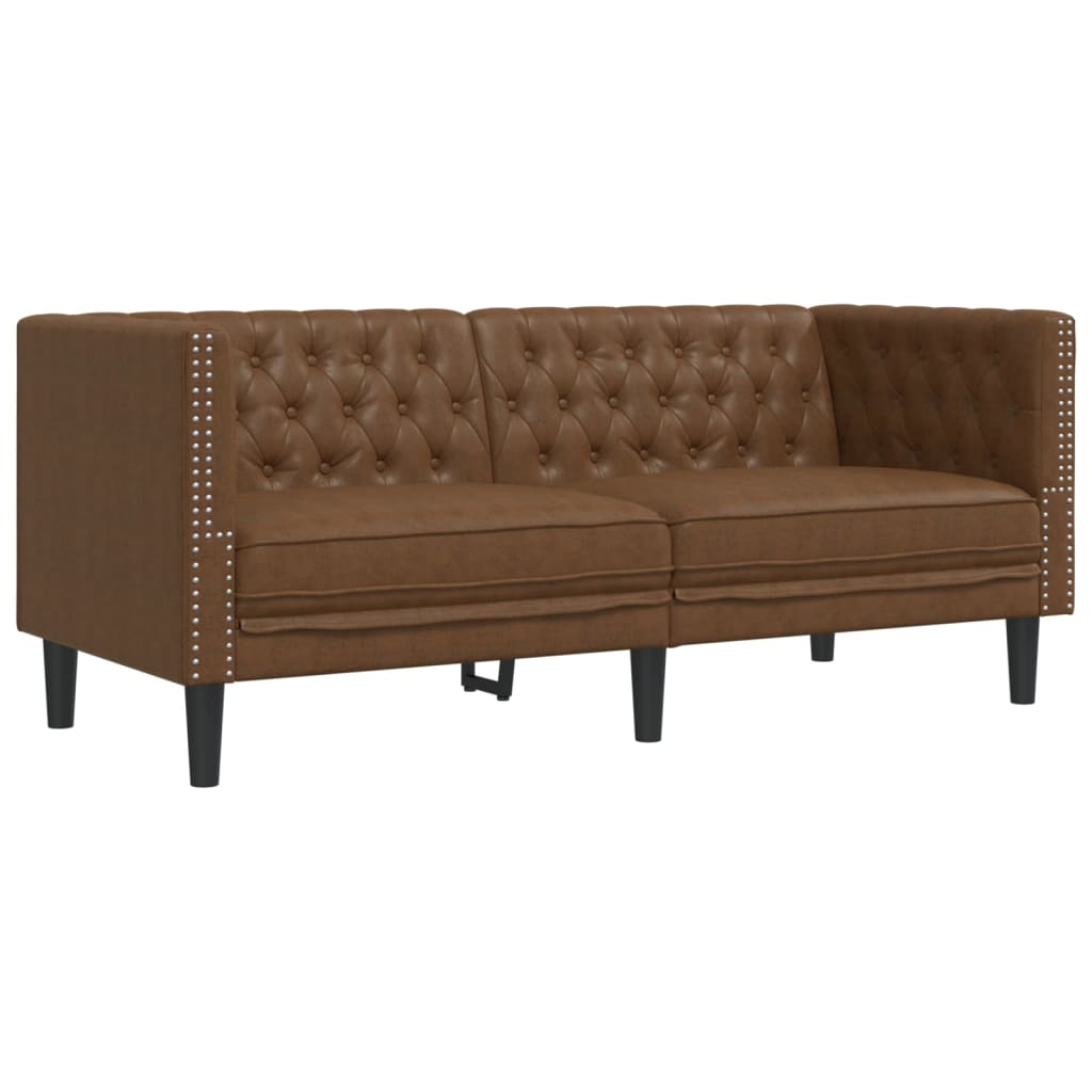 vidaXL 3-tlg. Chesterfield-Sofa-Set Braun Kunstleder Wildleder-Optik