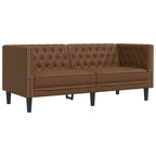 vidaXL 3-tlg. Chesterfield-Sofa-Set Braun Kunstleder Wildleder-Optik