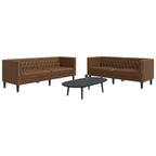 vidaXL 2-tlg. Chesterfield-Sofa-Set Braun Kunstleder Wildleder-Optik