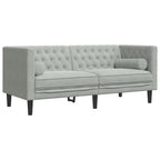 vidaXL 2-tlg. Chesterfield-Sofa-Set mit Nackenrollen Hellgrau Samt