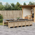 vidaXL 13-tlg. Garten-Essgruppe mit Kissen Beigemischung Poly Rattan