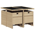 vidaXL 9-tlg. Garten-Essgruppe mit Kissen Beigemischung Poly Rattan