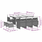vidaXL 11-tlg. Garten-Essgruppe mit Kissen Beigemischung Poly Rattan