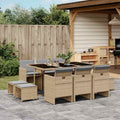 vidaXL 11-tlg. Garten-Essgruppe mit Kissen Beigemischung Poly Rattan