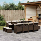 vidaXL 13-tlg. Garten-Essgruppe mit Kissen Schwarz Poly Rattan