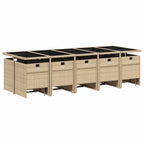 vidaXL 15-tlg. Garten-Essgruppe mit Kissen Beigemischung Poly Rattan