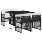 vidaXL 5-tlg. Garten-Essgruppe mit Kissen Schwarz Poly Rattan