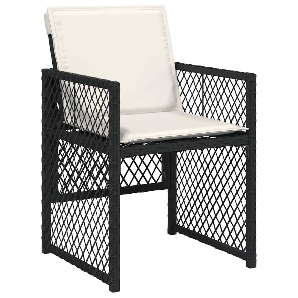 vidaXL 5-tlg. Garten-Essgruppe mit Kissen Schwarz Poly Rattan