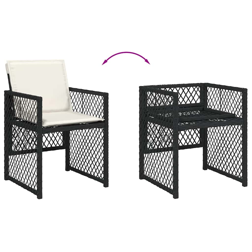 vidaXL 5-tlg. Garten-Essgruppe mit Kissen Schwarz Poly Rattan