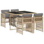 vidaXL 5-tlg. Garten-Essgruppe mit Kissen Beigemischung Poly Rattan