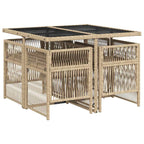vidaXL 5-tlg. Garten-Essgruppe mit Kissen Beigemischung Poly Rattan