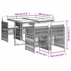 vidaXL 5-tlg. Garten-Essgruppe mit Kissen Beigemischung Poly Rattan