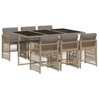 vidaXL 7-tlg. Garten-Essgruppe mit Kissen Beigemischung Poly Rattan