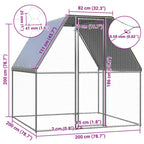 vidaXL Hühnerkäfig Silbern und Grau 2x2x2 m Verzinkter Stahl