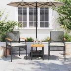 vidaXL Gartenstühle mit Kissen 2 Stk. Schwarz Poly Rattan Akazienholz