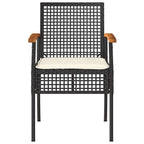 vidaXL Gartenstühle mit Kissen 2 Stk. Schwarz Poly Rattan Akazienholz