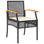 vidaXL Gartenstühle mit Kissen 2 Stk. Schwarz Poly Rattan Akazienholz