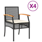vidaXL Gartenstühle mit Kissen 4 Stk. Schwarz Poly Rattan Akazienholz
