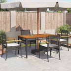 vidaXL Gartenstühle mit Kissen 4 Stk. Schwarz Poly Rattan Akazienholz