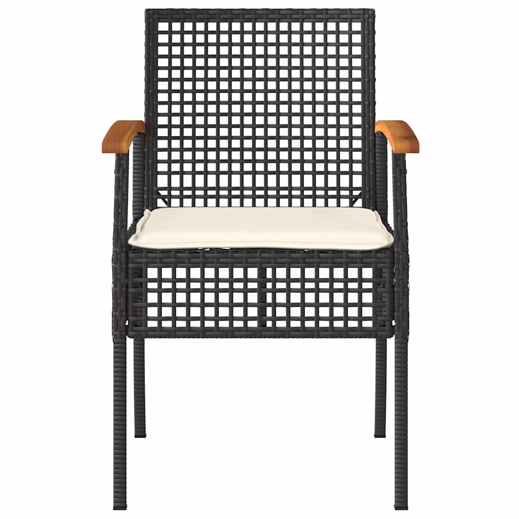 vidaXL Gartenstühle mit Kissen 4 Stk. Schwarz Poly Rattan Akazienholz