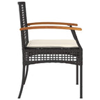 vidaXL Gartenstühle mit Kissen 4 Stk. Schwarz Poly Rattan Akazienholz