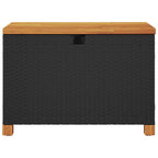 vidaXL Garten-Auflagenbox Schwarz 80x40x48 cm Poly Rattan Akazienholz