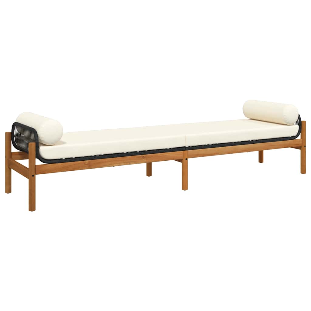vidaXL Gartenbank mit Kissen Schwarz Poly Rattan Akazie