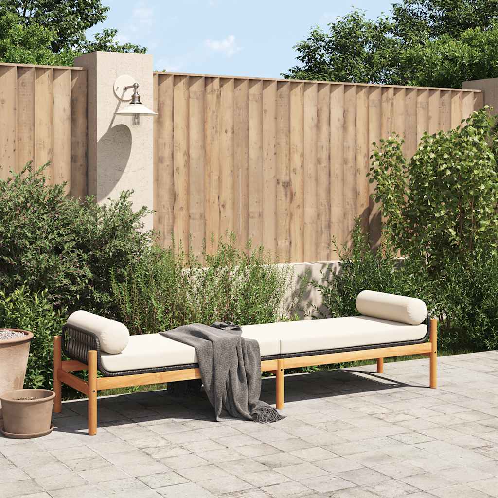 vidaXL Gartenbank mit Kissen Schwarz Poly Rattan Akazie