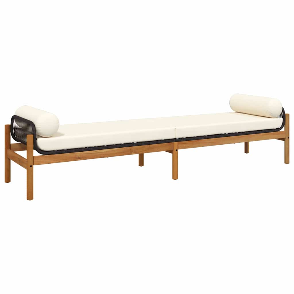 vidaXL Gartenbank mit Kissen Schwarz Poly Rattan Akazie
