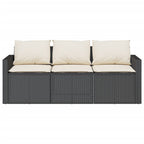 vidaXL 2-tlg. Garten-Essgruppe mit Kissen Schwarz Poly Rattan