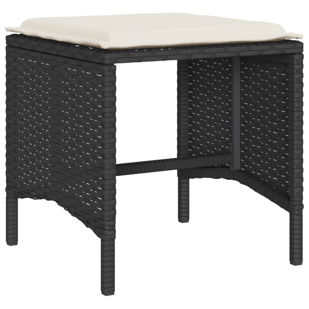 vidaXL 4-tlg. Garten-Sofagarnitur mit Kissen Schwarz Poly Rattan