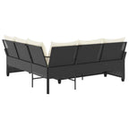 vidaXL L-förmiges Couchsofa mit Kissen Schwarzes Polyrattan