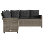 vidaXL L-förmiges Couchsofa mit Kissen Graues Polyrattan
