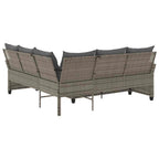 vidaXL L-förmiges Couchsofa mit Kissen Graues Polyrattan