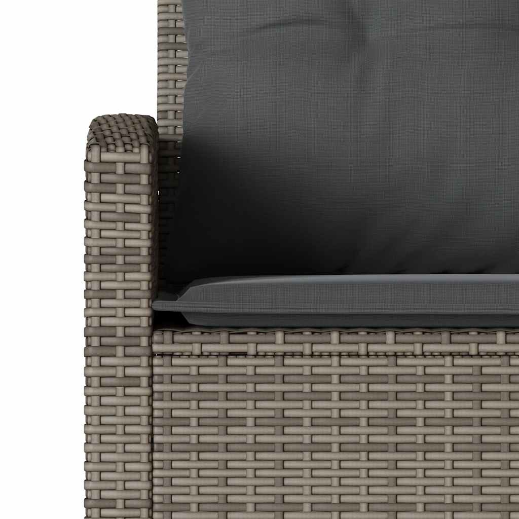 vidaXL L-förmiges Couchsofa mit Kissen Graues Polyrattan