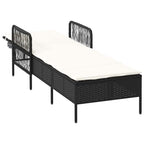 vidaXL Sonnenliege Schwarz und Cremeweiß 55 x 200 x 92 cm Poly-Rattan