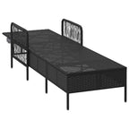 vidaXL Sonnenliege Schwarz und Cremeweiß 55 x 200 x 92 cm Poly-Rattan