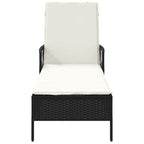 vidaXL Sonnenliege Schwarz und Cremeweiß 55 x 200 x 92 cm Poly-Rattan