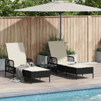 vidaXL Sonnenliege 3 pcs Schwarz und Cremeweiß 55 x 200 x 92 cm