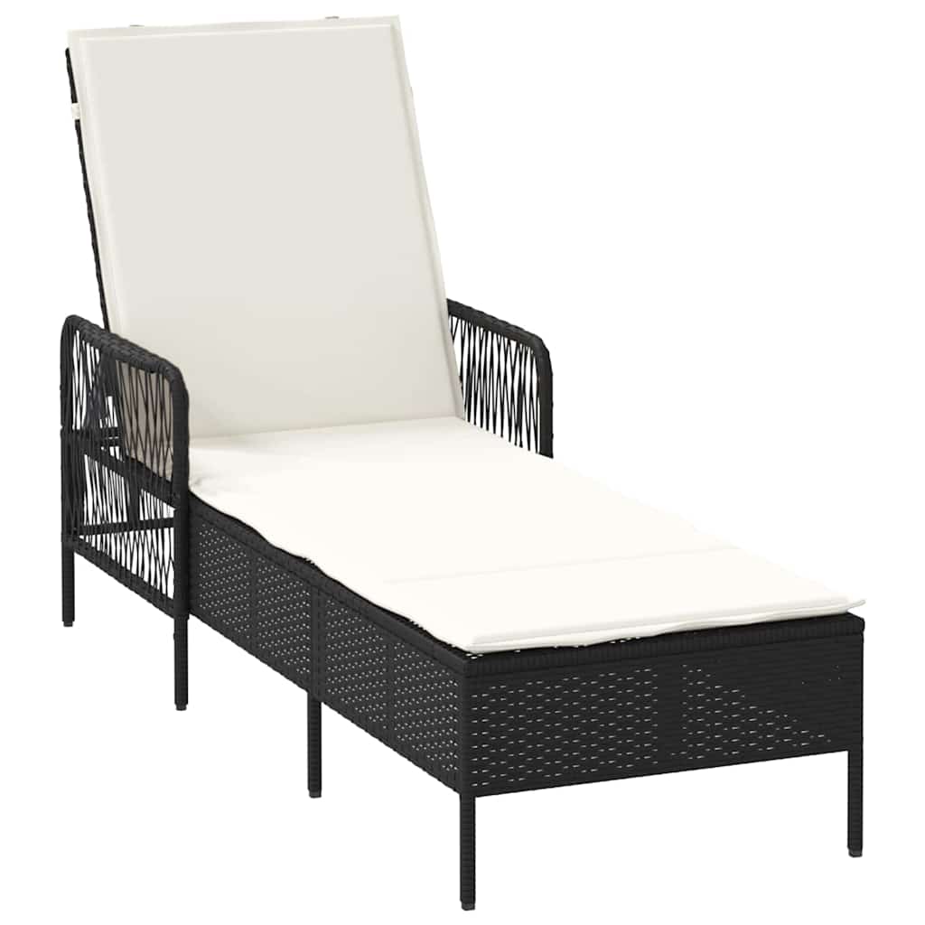 vidaXL Sonnenliege 3 pcs Schwarz und Cremeweiß 55 x 200 x 92 cm