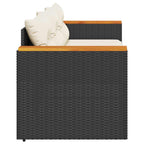vidaXL Gartensofa mit Kissen 3-Sitzer Schwarz Poly Rattan