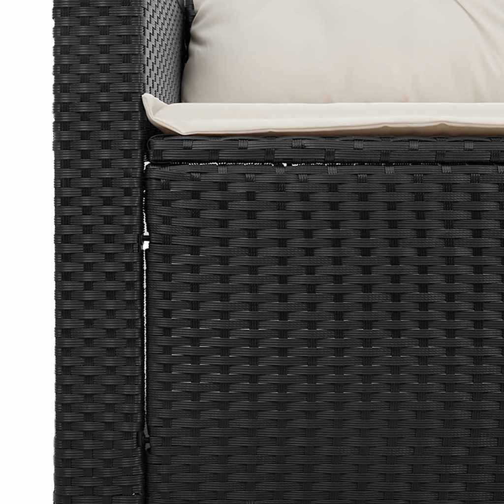 vidaXL Gartensofa mit Kissen 3-Sitzer Schwarz Poly Rattan