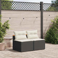 vidaXL Gartensofas ohne Armlehnen mit Kissen 2 Stk Schwarz Poly Rattan