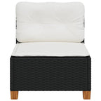 vidaXL Gartensofa ohne Armlehnen mit Kissen Schwarz Poly Rattan