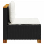 vidaXL Gartensofa ohne Armlehnen mit Kissen Schwarz Poly Rattan